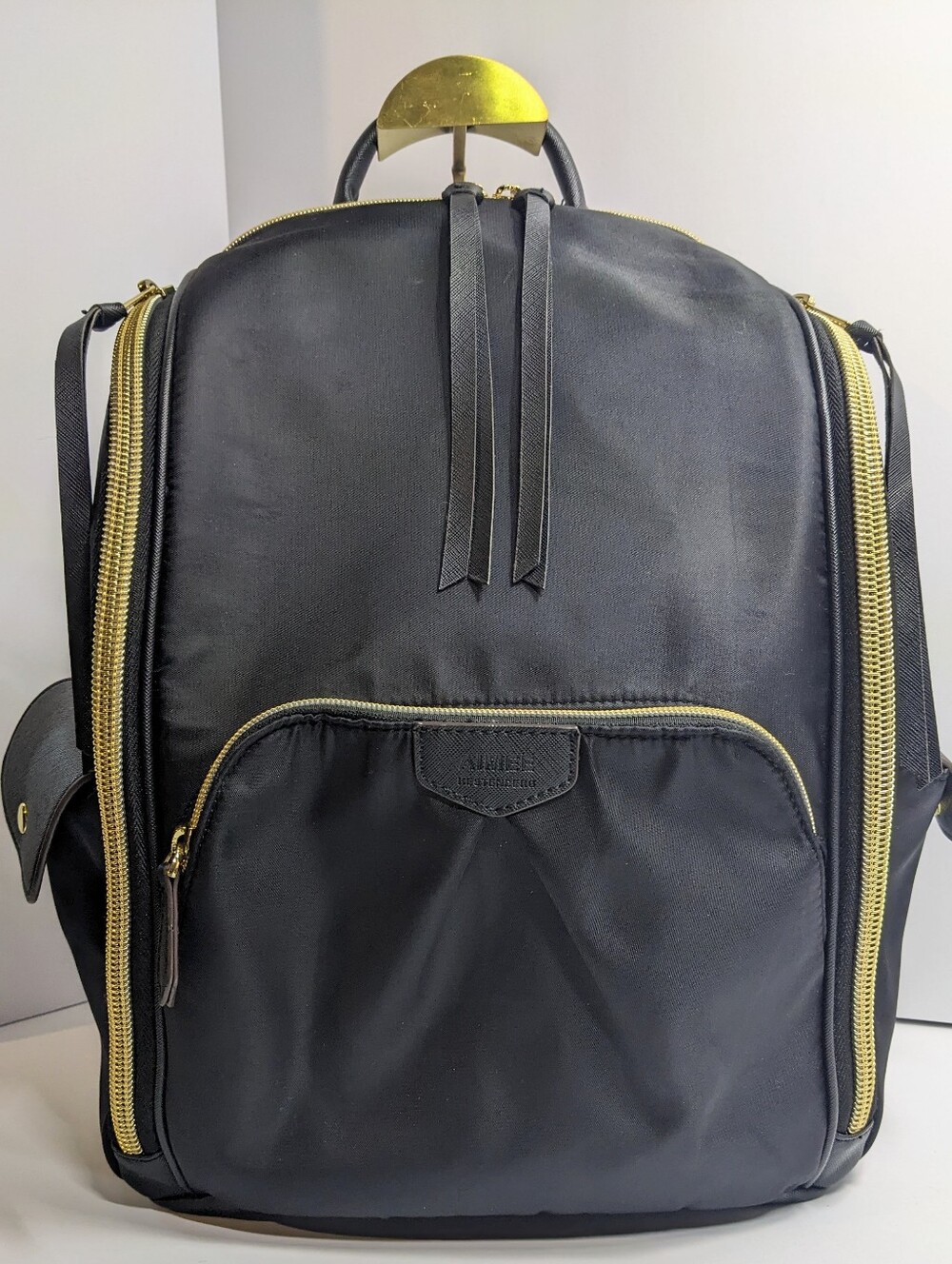 Aimee Kestenberg "Rome" Laptop Backpack, Black Nylon, Gold-tone Hardware